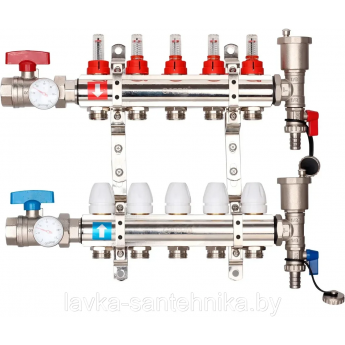 Коллектор регулируемый с расходомерами GAPPO G421.5 5-вых. x1"x3/4"