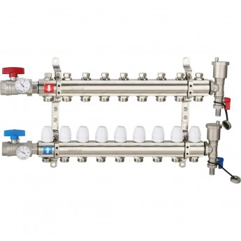 Коллектор регулируемый с запорными клапанами GAPPO G425.8 8-вых.x1"x3/4"