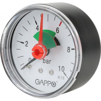 Манометр аксиальный GAPPO G1471.10 с указателем предела 10 Манометр аксиальный GAPPO G1471.10 с указателем предела 10